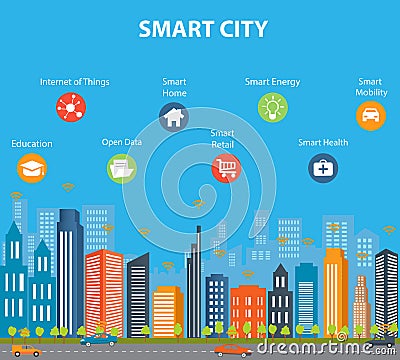 Smart city concept and internet of things Vector Illustration