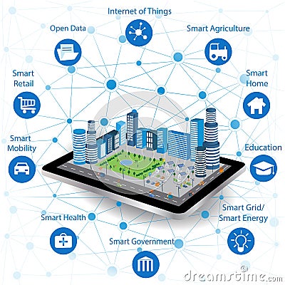 Smart city concept and internet of things Vector Illustration