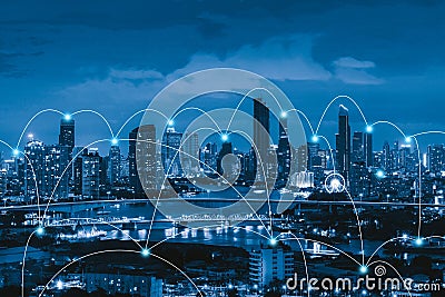 Smart city and connection lines. Internet concept Stock Photo