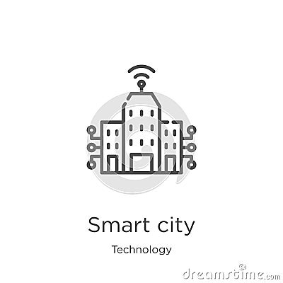 smart city icon vector from technology collection. Thin line smart city outline icon vector illustration. Outline, thin line smart Vector Illustration