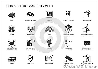 Smart city icons and symbols Vector Illustration