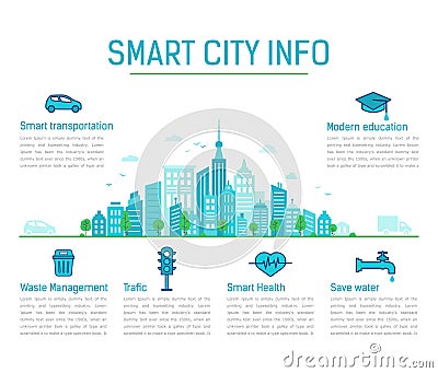 Smart city info. Modern city. Vector infographics Vector Illustration