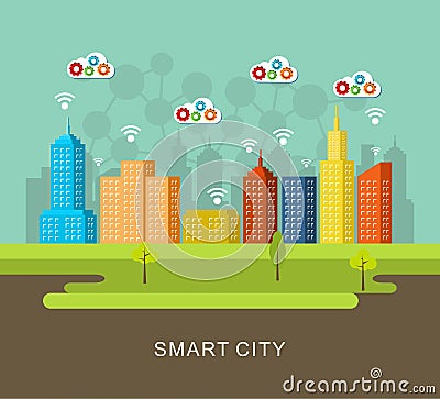 Smart city. Internet of things technology concept Vector Illustration