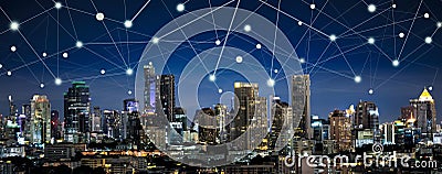 Smart city and internet of things, wireless communication network, abstract image visual Stock Photo