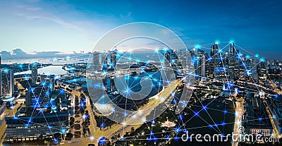 Smart city and internet of things, wireless communication network Stock Photo