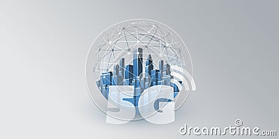 Smart City, IoT and 5G Mobile Networks Vector Illustration