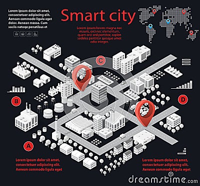 Smart city isometric Vector Illustration