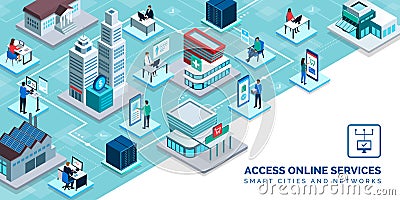 Smart city and online services Vector Illustration