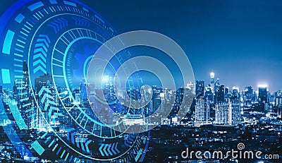 Smart city and technology circles. Graphic design in Bangkok Stock Photo