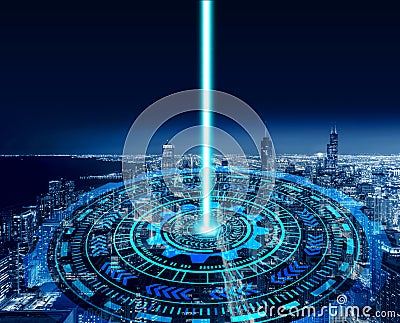 Smart city and technology circles. Graphic design in Chicago Stock Photo