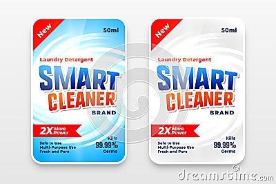 Smart cleaner laundry detergent label design Vector Illustration