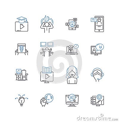Smart computer line icons collection. Efficient, Intelligent, Innovative, Advanced, Foresighted, Futuristic, Automated Vector Illustration