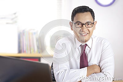 Smart Confident Successful Businessman Smiling Happily Stock Photo