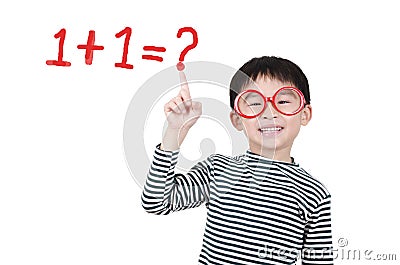 Smart cute boy thinking Stock Photo