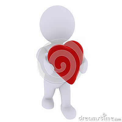 Smart 3D figure with heart Stock Photo