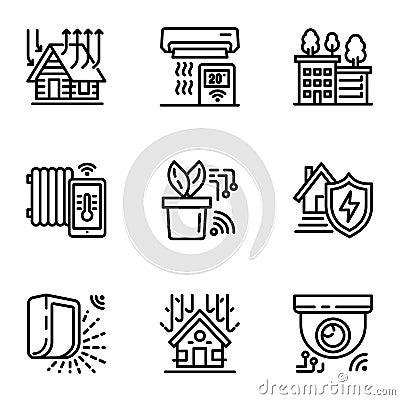 Smart device icon set, outline style Vector Illustration