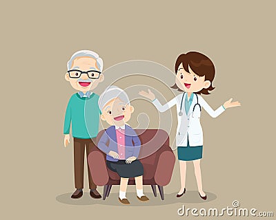 Smart doctor and older patient Vector Illustration