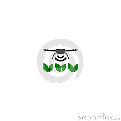 Smart drone farm icon isolated on white background Vector Illustration