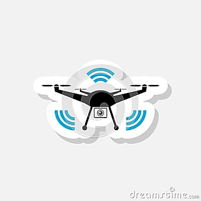 Smart drone icon isolated on gray background Vector Illustration