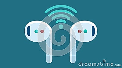 Smart Earbuds A pair of sleek wireless earbuds that include touch controls displaying communication features such as Vector Illustration