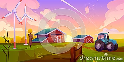 Smart, ecological farming cartoon vector concept Vector Illustration