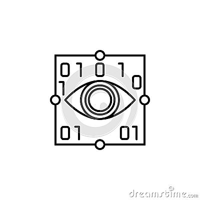 Smart eye view concept line icon. Simple element illustration. Smart eye view concept outline symbol design from Robot set. Can be Cartoon Illustration
