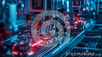 Smart factory: Factories controlled by artificial intelligence replace human labor Robots work with automation, generative ai Stock Photo