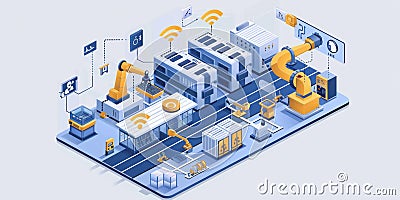 A smart factory implementing IoT sensors to automatically comply with environmental and safety standards Stock Photo