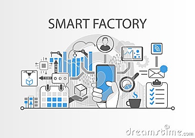 Smart factory or industrial internet of things background illustration Vector Illustration