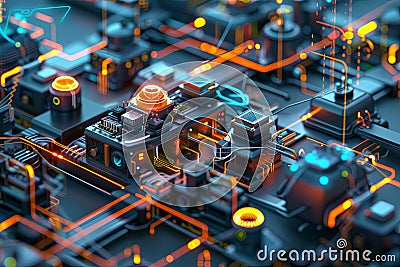 Smart factory with interconnected machines and automated processes efficiently managing production Stock Photo