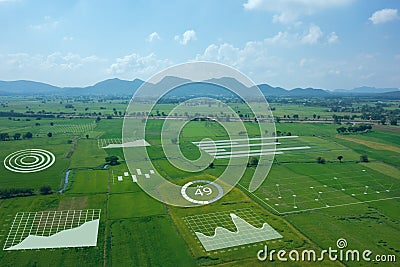 Smart farm ,agriculture concept, farmer use data augmented mixed virtual reality integrate artificial intelligence combine deep, m Stock Photo