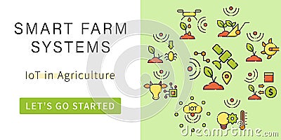 Smart farm banner Vector Illustration