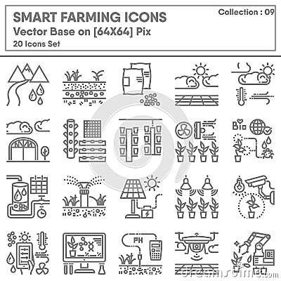 Smart Farming and Agricultural Technology Icons Set, Icon Collection of Intelligence Farm Monitor System. Business Cultivation Stock Photo