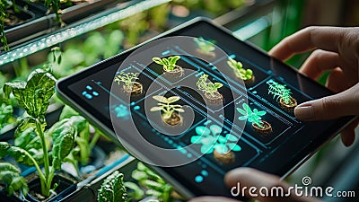 Smart Farming and Futuristic Agriculture Using High Tech Advanced Technologies Like Sensors, Robotics and AI Stock Photo