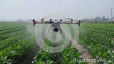 Smart farming technology using AI-powered drones and automated irrigation systems Stock Photo