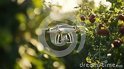 Smart farming technology using AI-powered drones and automated irrigation systems Stock Photo