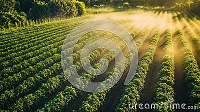Smart farming technology using AI-powered drones and automated irrigation systems Stock Photo