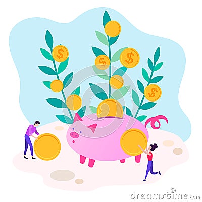 Smart financial marketing, saving costs and increasing revenues. Vector Illustration