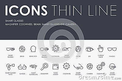 SMART GLASSES Thin Line Icons Vector Illustration