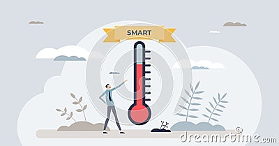 SMART goals as specific and measurable task objectives tiny person concept Vector Illustration