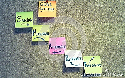 Smart goals board corporate stickers Stock Photo