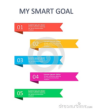 SMART goals infographic. Four steps to reach your goal. Target setting. Vector Vector Illustration
