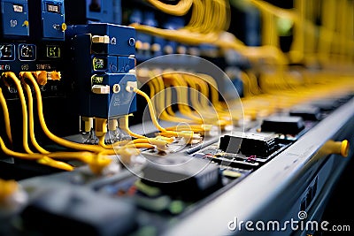 smart grid controllers close up sequence focus on control system Stock Photo