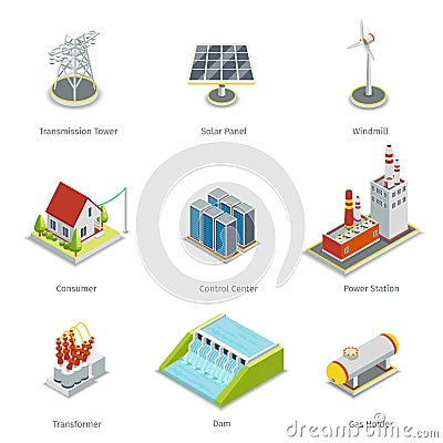 Smart grid elements. Power items vector set Vector Illustration