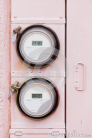 Smart grid residential digital power supply watthour meters Stock Photo