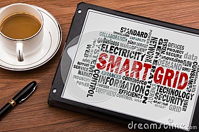 Smart grid word cloud Stock Photo