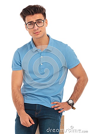 Smart hipster wearing glasses posing Stock Photo