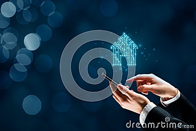 Smart home and intelligent house app concept Stock Photo