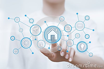 Smart home Automation Control System. Innovation technology internet Network Concept Stock Photo