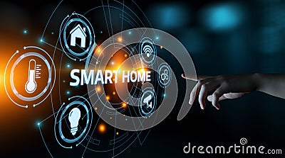 Smart home Automation Control System. Innovation technology internet Network Concept Stock Photo